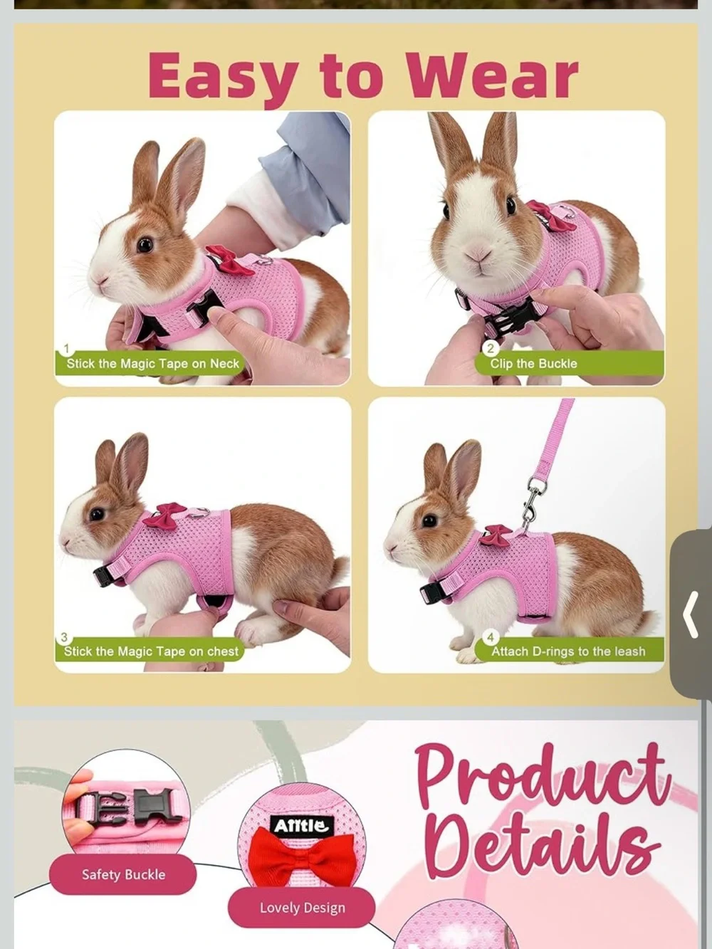 Pink Mesh Pet Harness with Bow - Attle